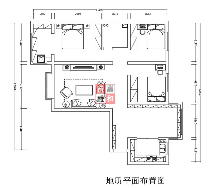 城西地质小区三室现代欧式风格装修方案